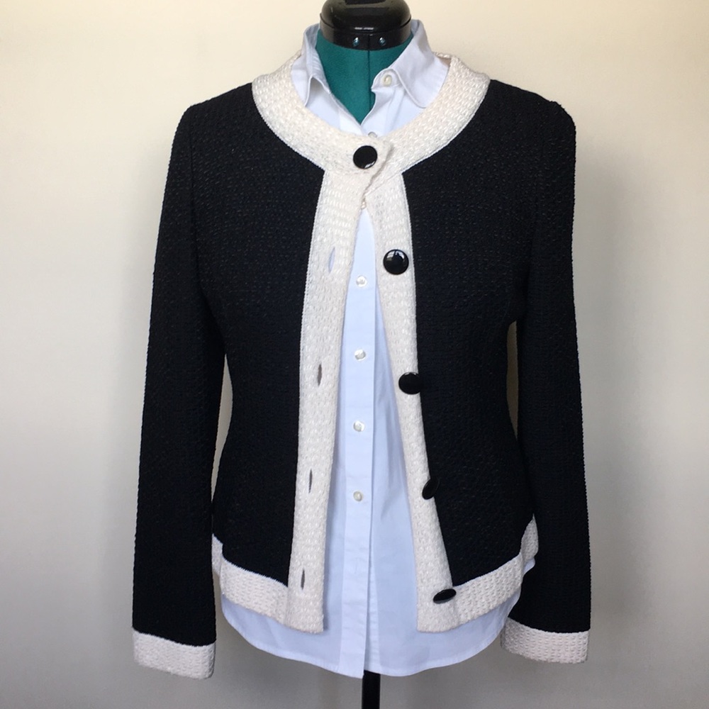 St. John Black and cream knit sweater